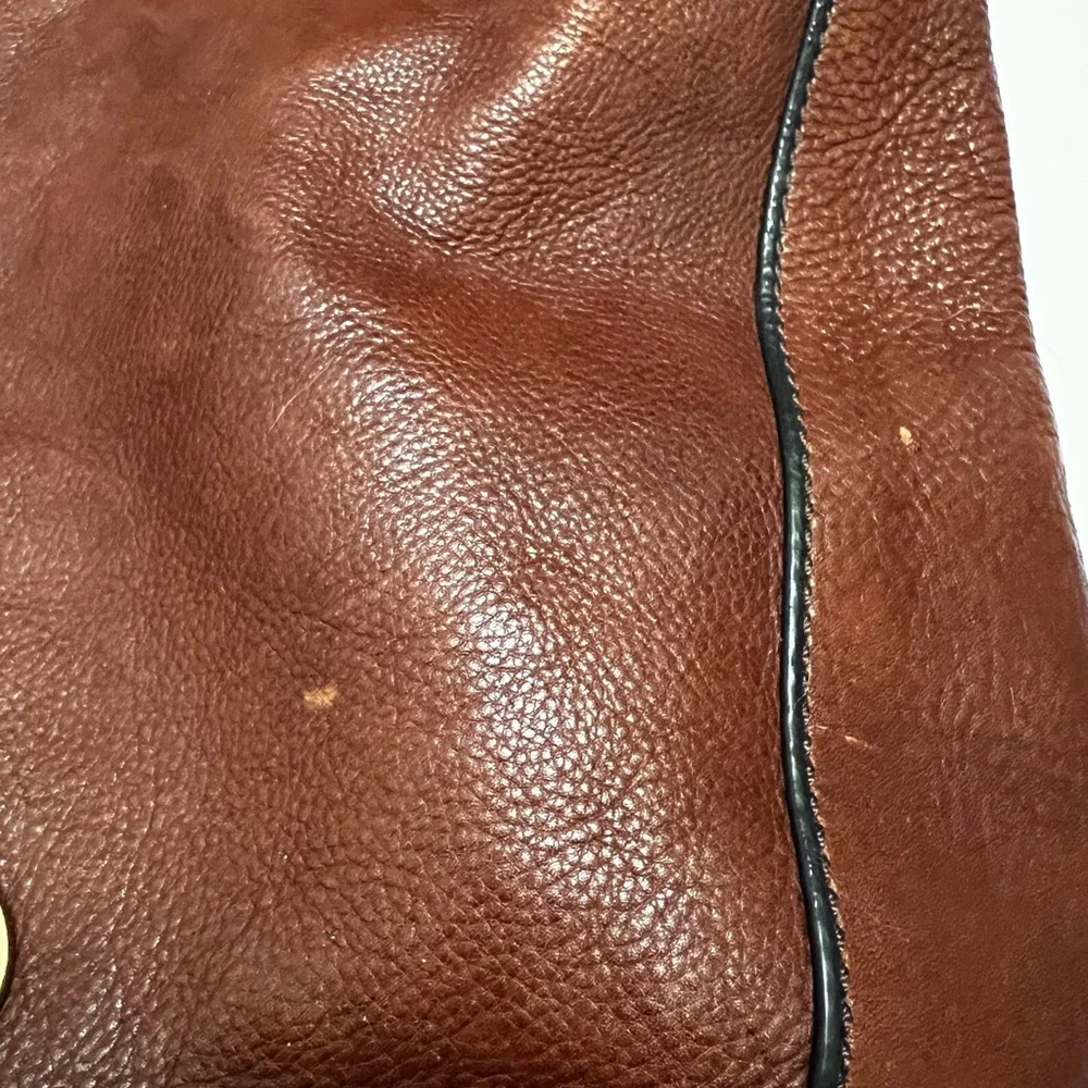 Vintage Fossil Brown Leather Shoulder Bag Adjustable Maddox Boho Tote Carryall